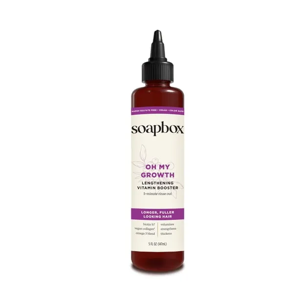 Soapbox Oh My Growth Lengthening Vitamin Booster Rinse-Out Treatment with Biotin B7 & Vegan Collagen, 5 fl oz