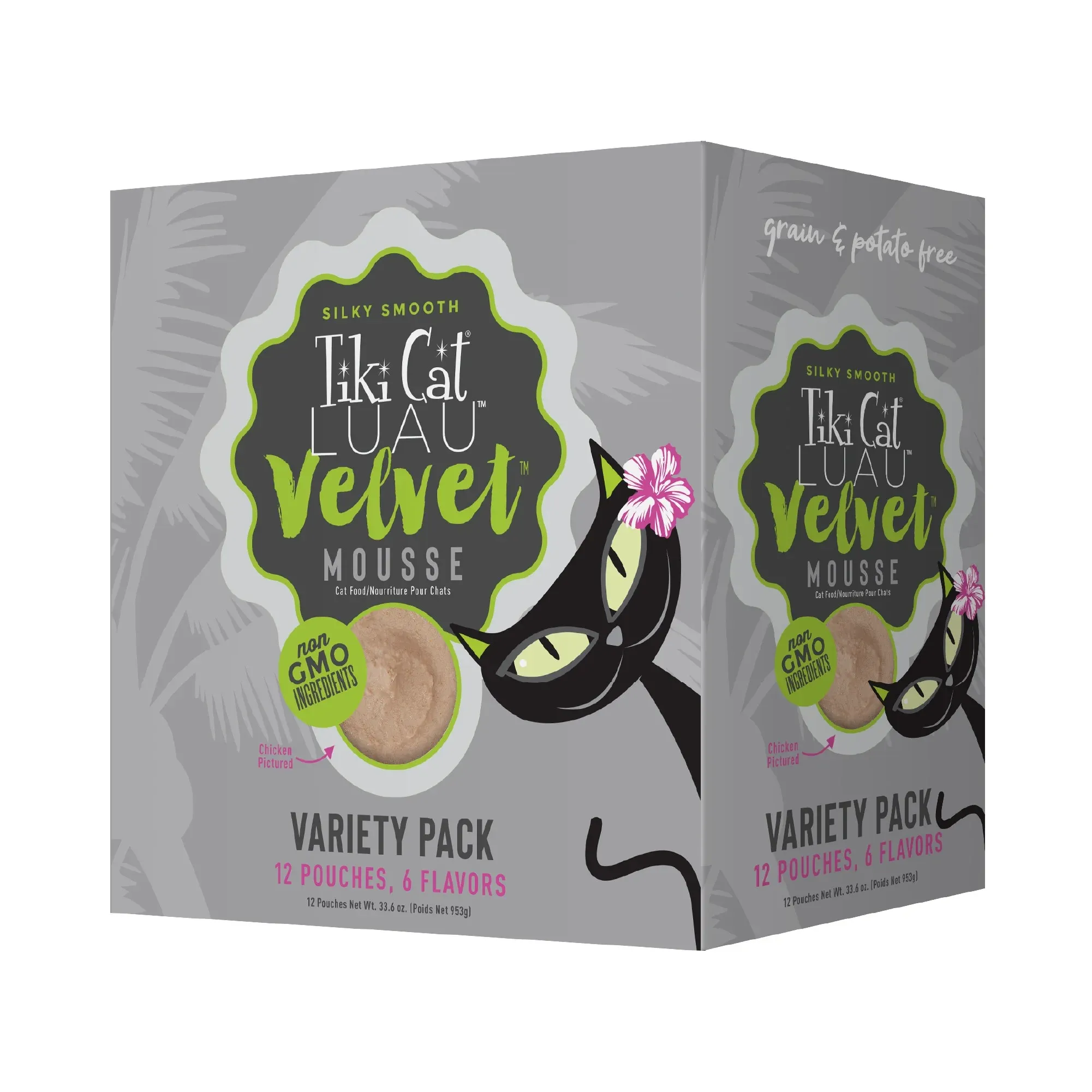 Tiki Cat Luau Velvet Mousse Wet Cat Food, Variety Pack, 2.8 oz. Pouch (12 Count)
