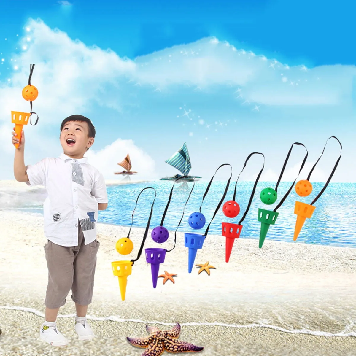 WHAMVOX 2 Sets Toss Ball Toy Sports Equipment for Kids Backyard Toys