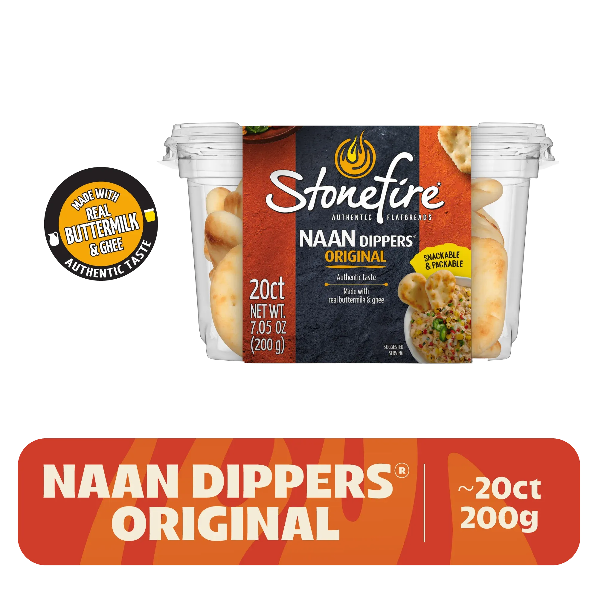Stonefire Original Naan Dippers, 7.05 oz, Fresh Refrigerated Mini Flatbread Snacks