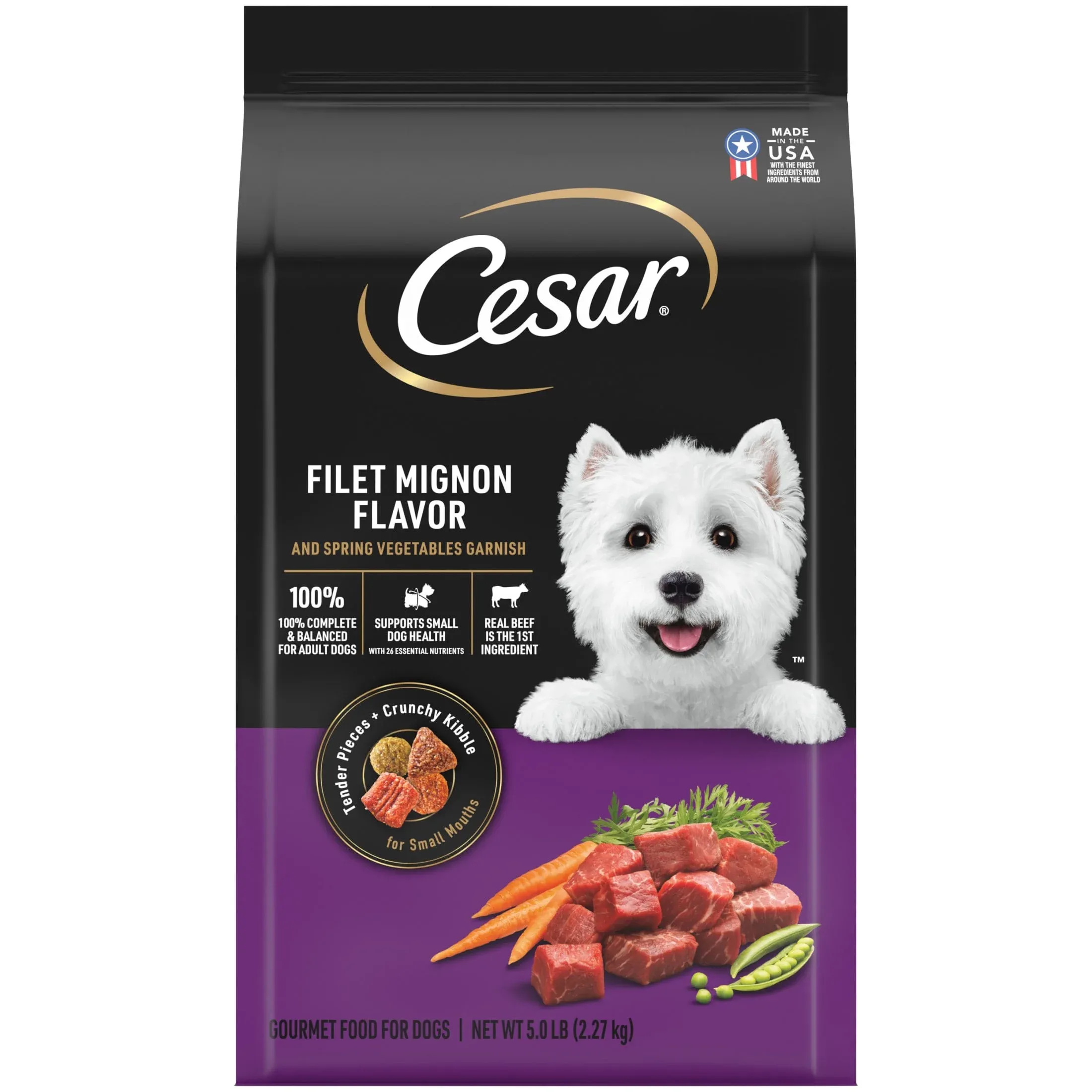 Cesar Filet Mignon And Spring Vegetables Dry Dog Food, 5 Lb Bag