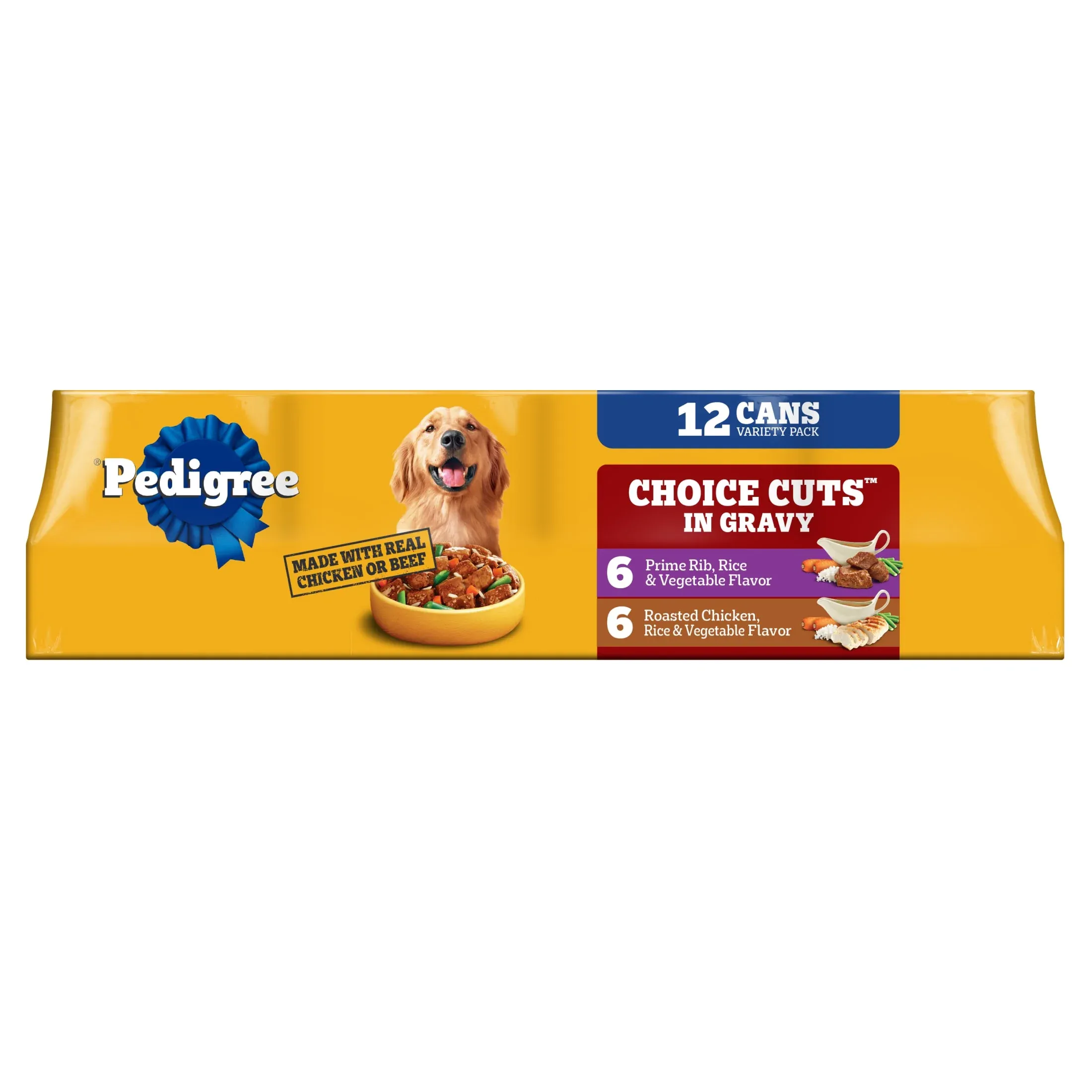 Pedigree Choice Cuts In Gravy Adult Soft Wet Dog Food Prime Rib Multipack, 13.2 Oz Cans 12 Pack