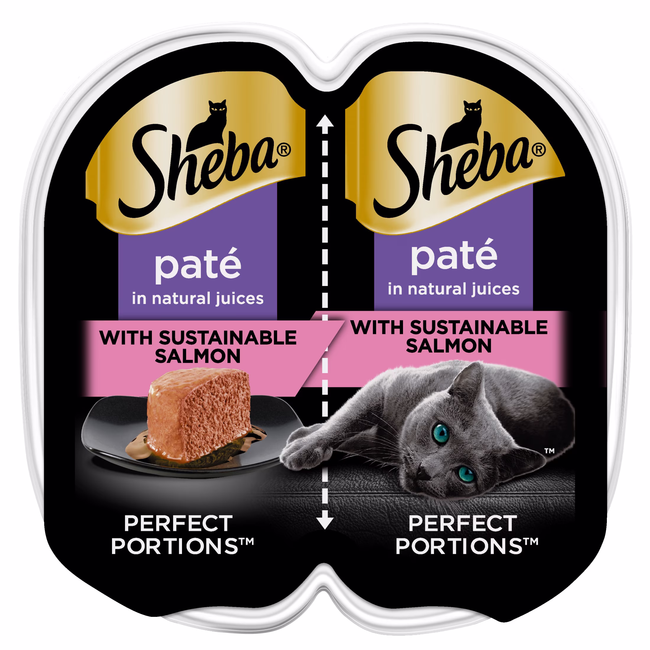 Sheba Perfect Portions Wet Cat Food Pate, Sustainable Salmon, 2.6 oz Twin-Pack Tray