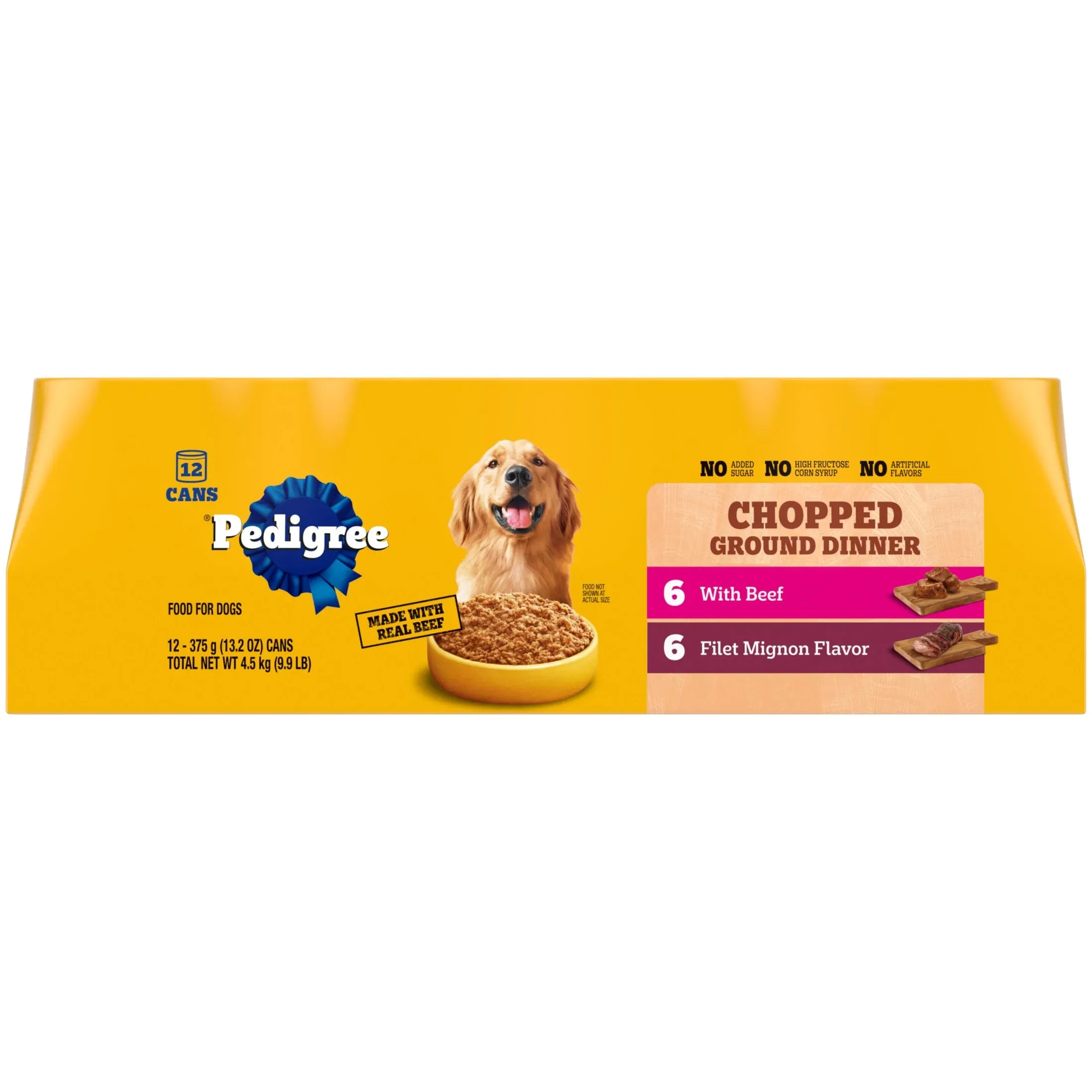 Pedigree Chopped Ground Dinner Wet Dog Food Filet Mignon & Beef Variety Pack, 13.2 oz, 12 Cans