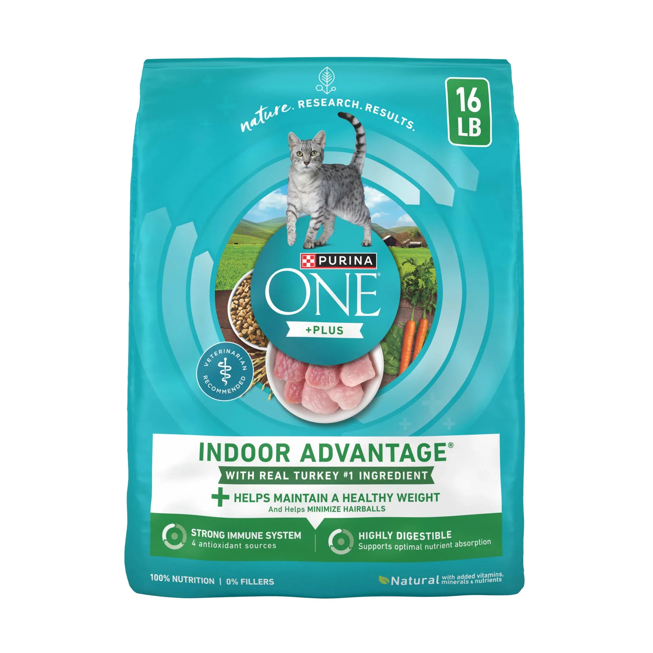 Purina ONE Plus, Indoor Advantage, Dry Cat Food, Turkey, 16 lb Bag