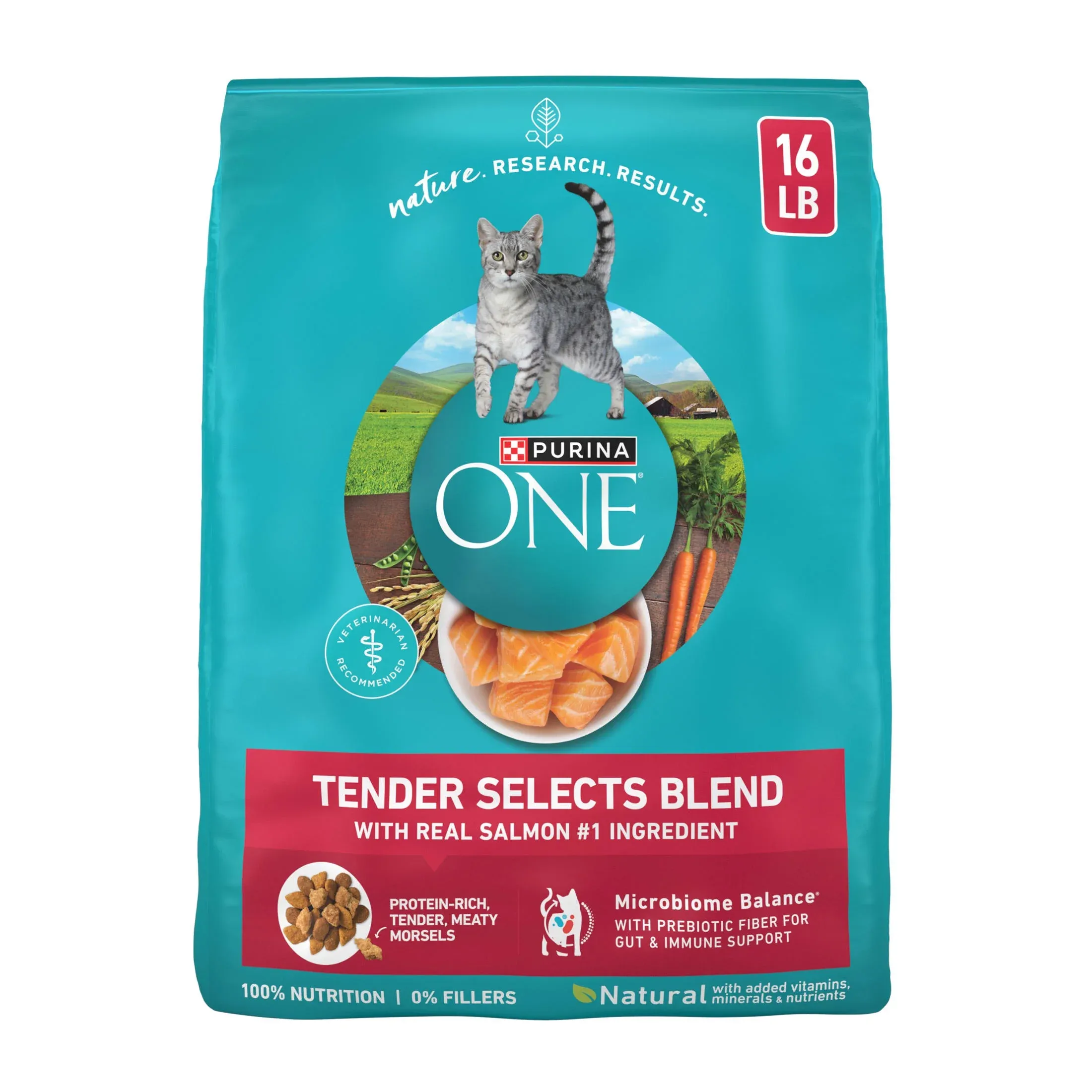 Purina ONE Tender Select Blends Salmon Flavor Dry Cat Food, 16 lb. Bag