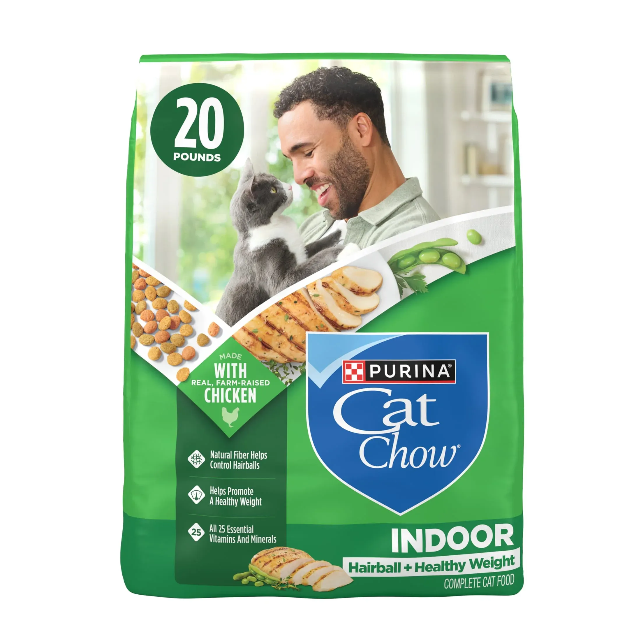 Purina Cat Chow Indoor Healthy Weight and Hairball Dry Cat Food With Chicken, 20 lb