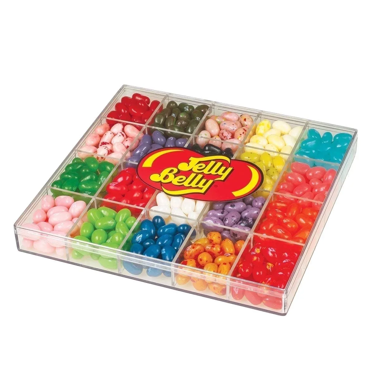 Jelly Belly 20-Flavor Clear Jelly Bean Gift Box, 16 Ounces of Candy with Organizing Compartments - Graduation Gift
