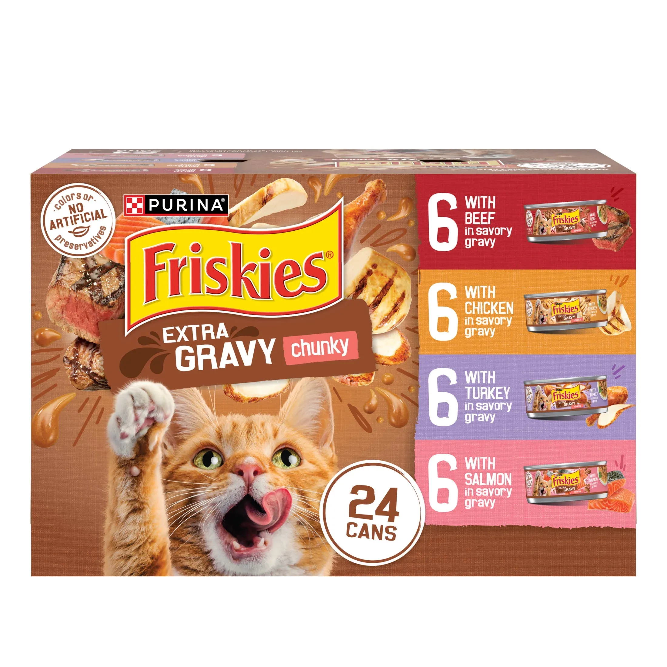 Purina Friskies Extra Chunky Gravy Variety Pack, Wet Cat Food, 5.5 oz Cans