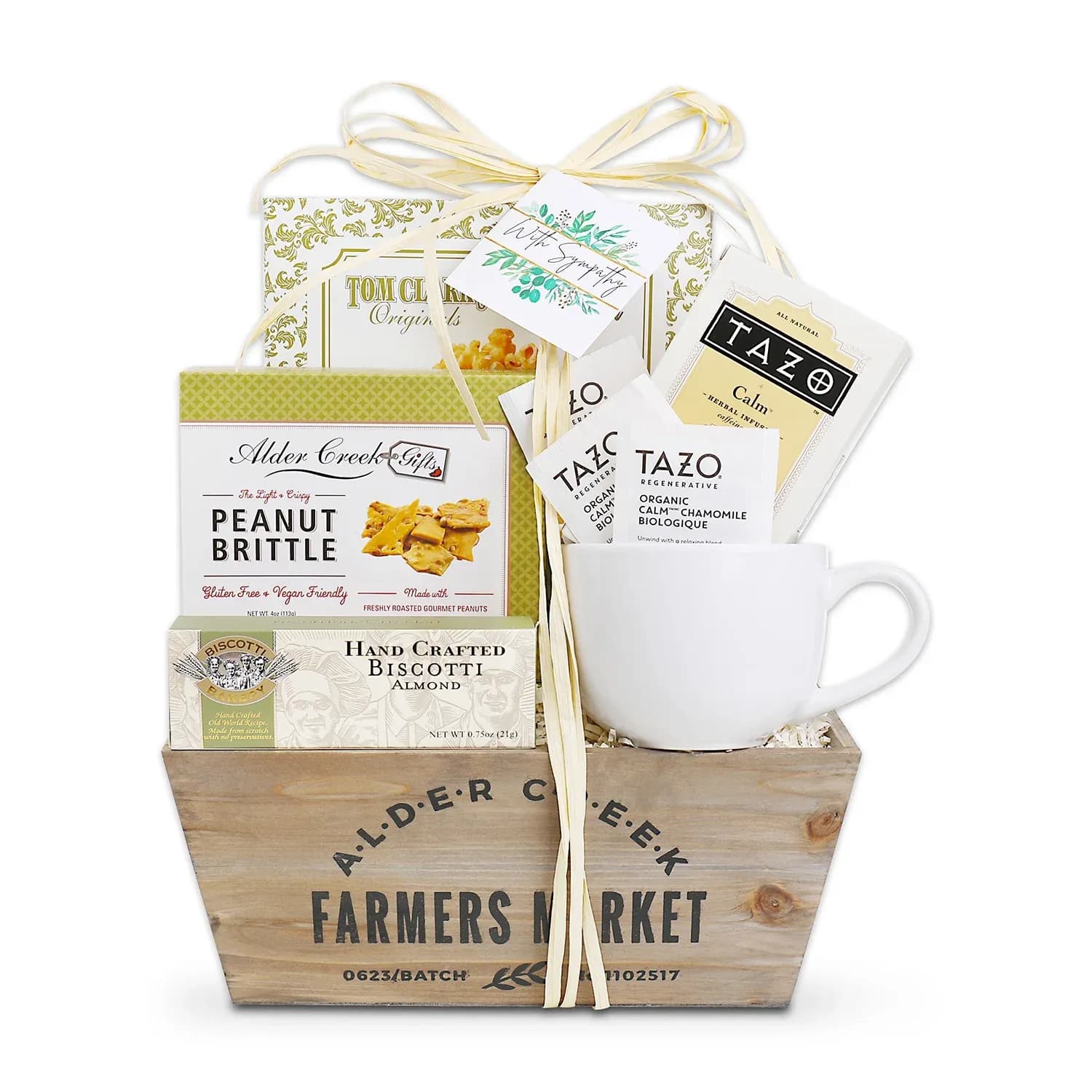 Alder Creek Gift Baskets With Sympathy Serenity Tea Crate (6 Items)