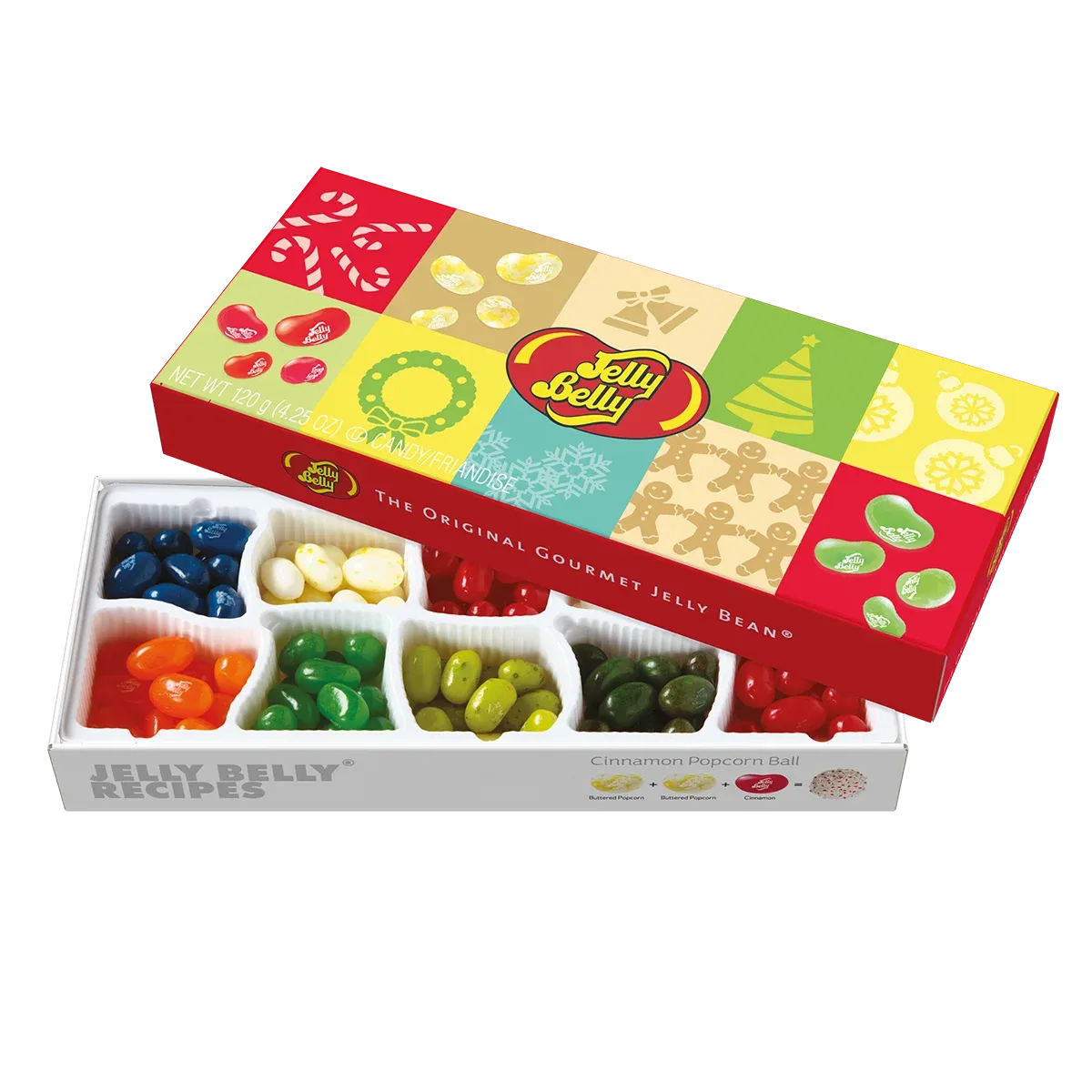 Jelly Belly 10-Flavor Jelly Beans Christmas Gift Box - 4.25 Ounces of Candy with Flavors Guide