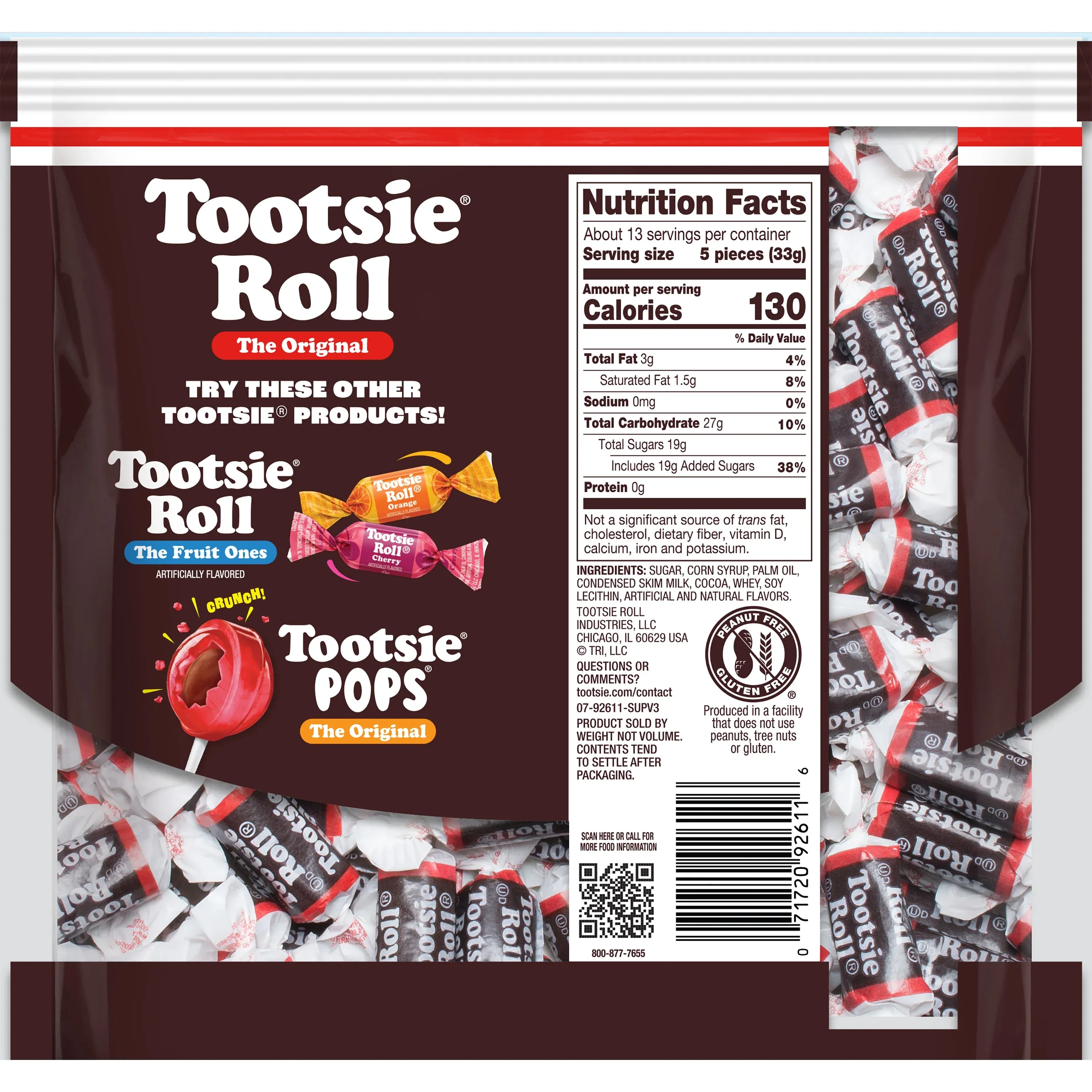 Tootsie Roll The Original Chocolate Midgees, 15 oz. Peanut Free, Gluten Free and Kosher