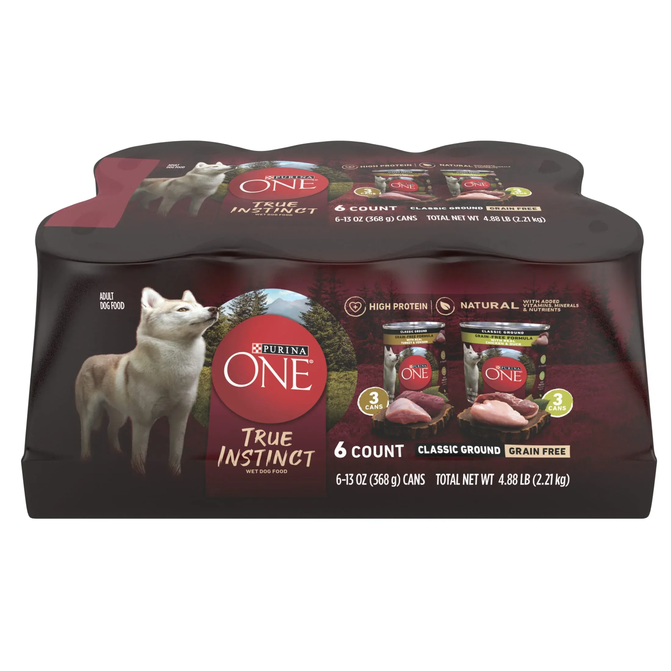Purina ONE True Instinct Classic Ground Grain-Free Formulas With Real Turkey and Venison, and With Real Chicken and Duck Wet High Protein Dog Food