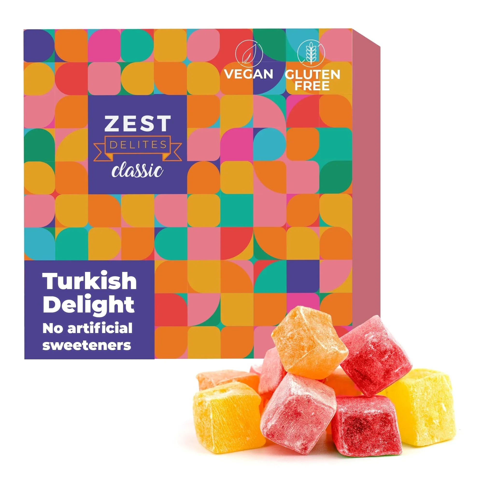 Zest Delites Turkish Delights Candy, Assorted Flavored Turkish Delight, 16 Oz Lokum, Gluten-Free
