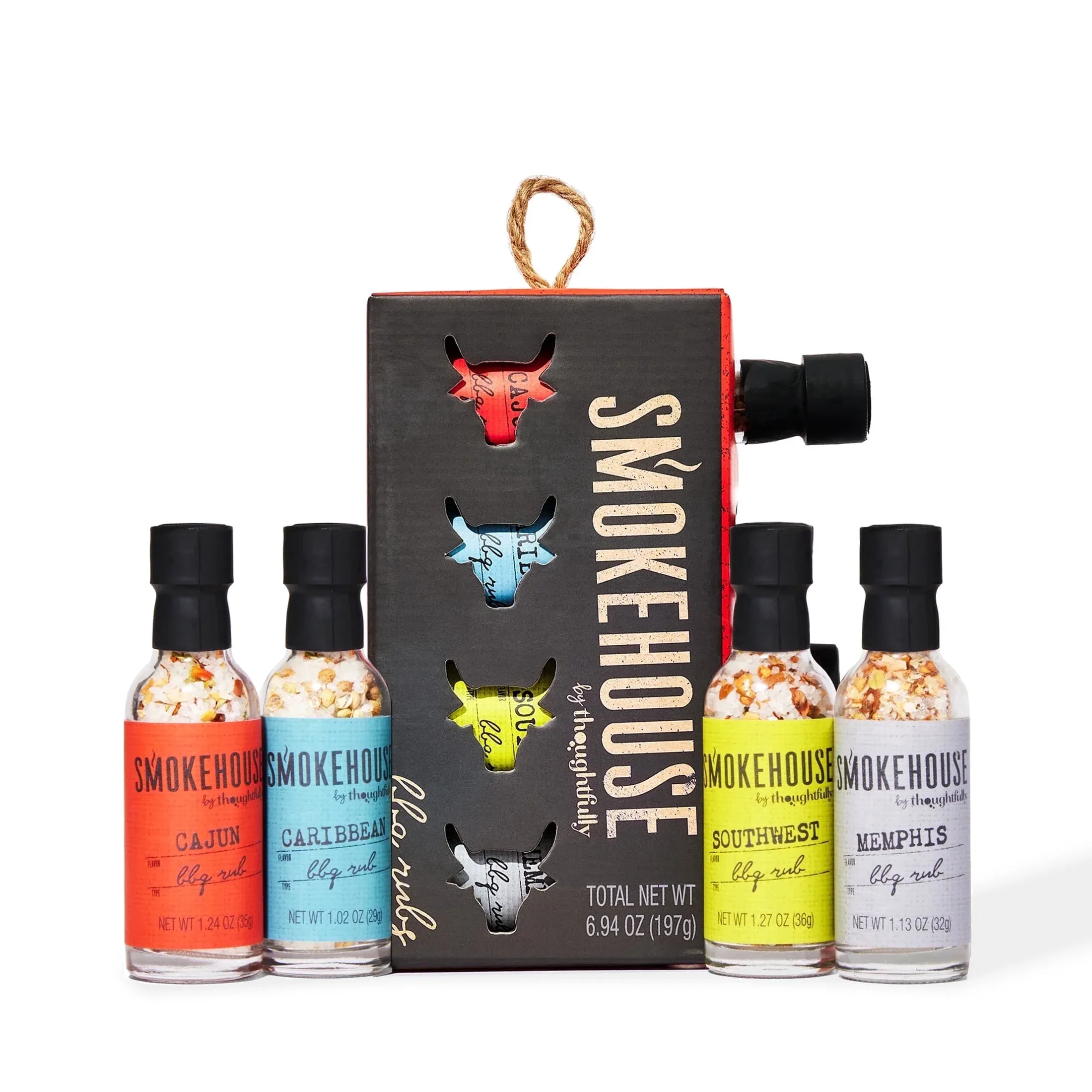 Smokehouse by Thoughtfully Barbecue Rub Gift Set, Flavors Include Cajun, Caribbean, Memphis and Southwest, Set