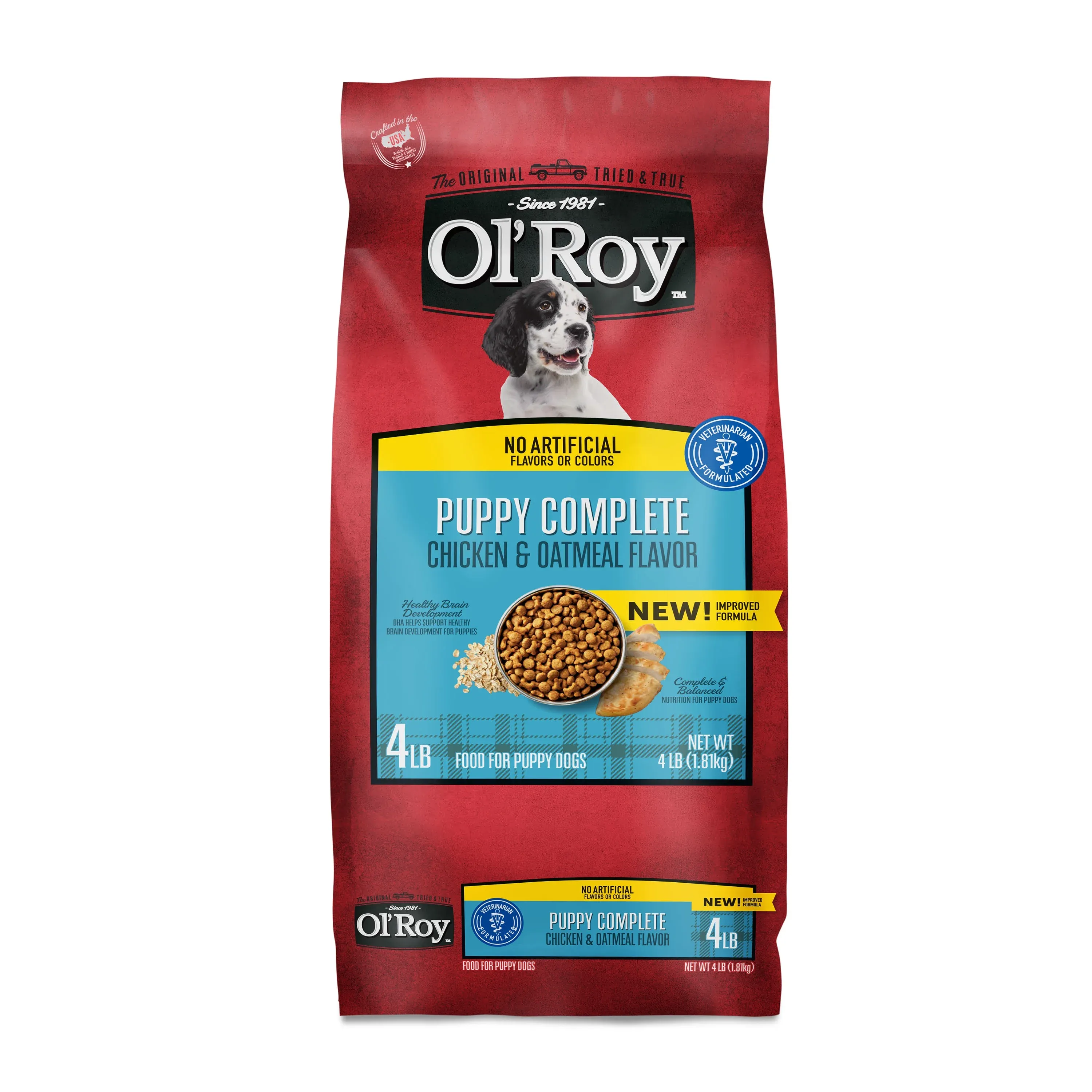 Ol' Roy Puppy Complete Chicken and Oatmeal Flavor Dry Dog Food, 4 lb Bag