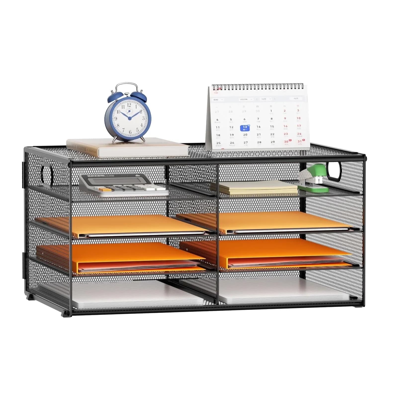 Marbrasse 5 Tier Desktop Organizer, paper tray organizer, Metal Desktop Storage Rack for Home Office, Black