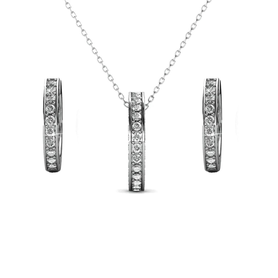 Viviana 18k White Gold Plated Silver Jewelry Set with Swarovski Crystals