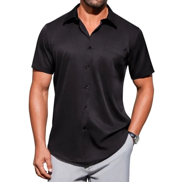 Short Sleeve Dress Shirts for Men Stretch Casual