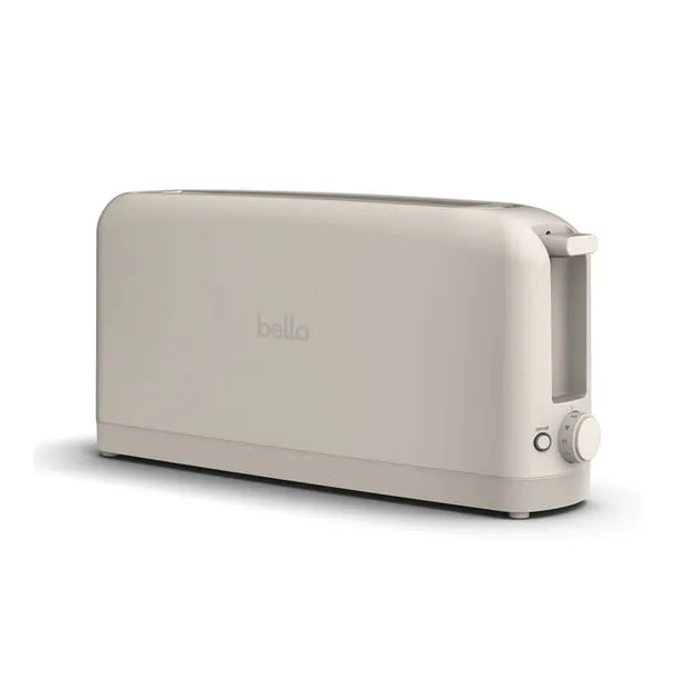 bella 2-Slice Slim Toaster with Extra Long Slot, 6 Setting Shade Control with Reheat & Cancel Buttons, Oatmilk