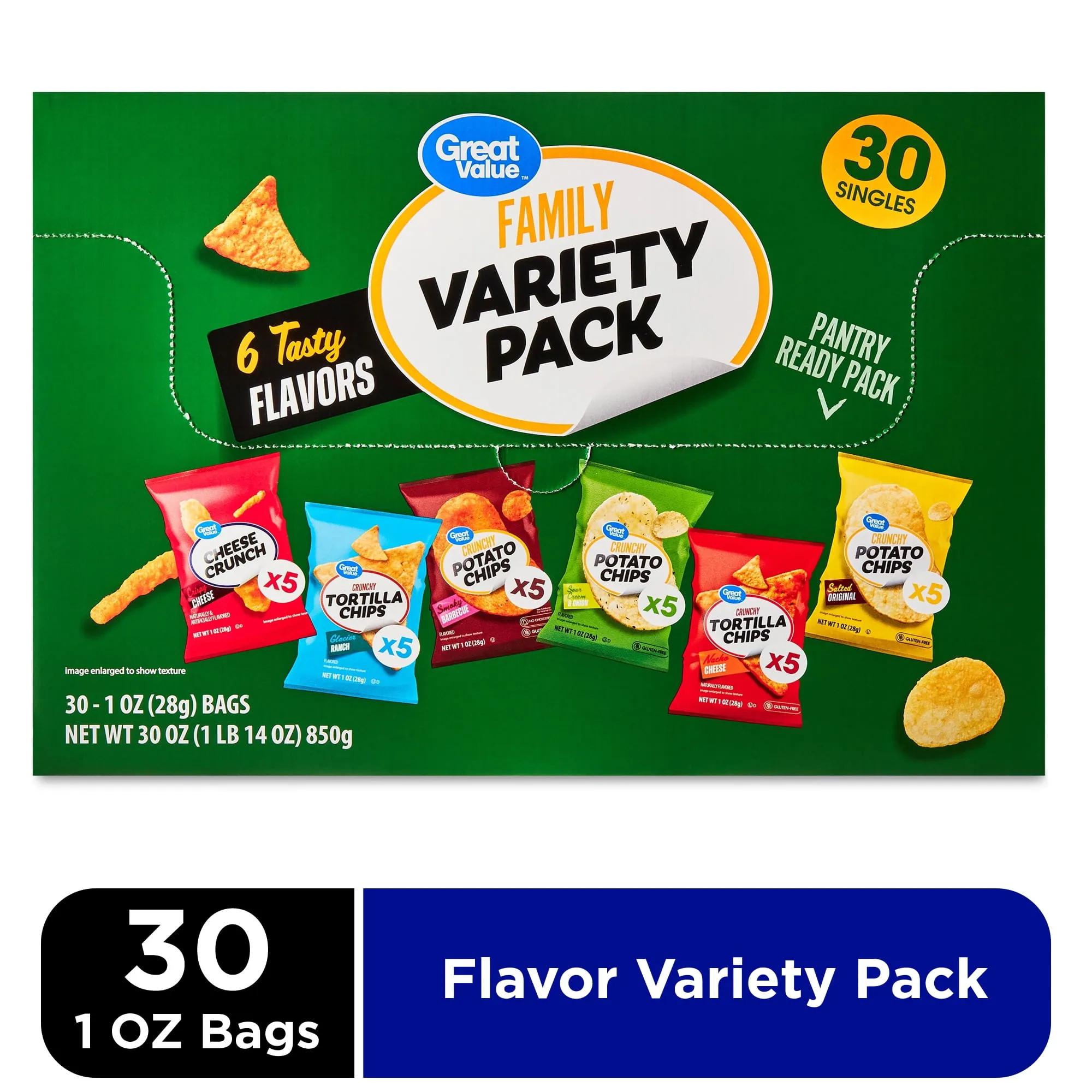 Great Value Family Variety Chip Pack 1 Oz 30 Count