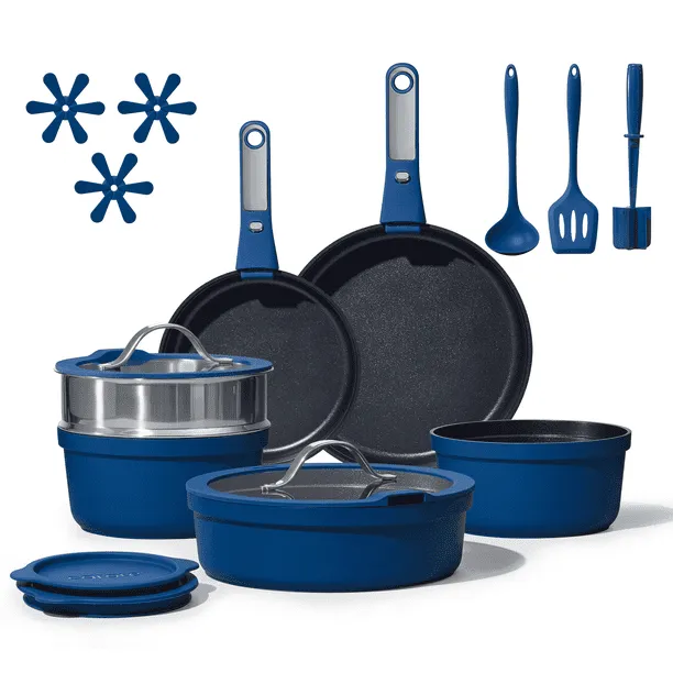 Carote 22 Pcs Nonstick Cookware Set, Nonstick Pots and Pans with Detachable Handle, Oven Safe, Induction Cookware