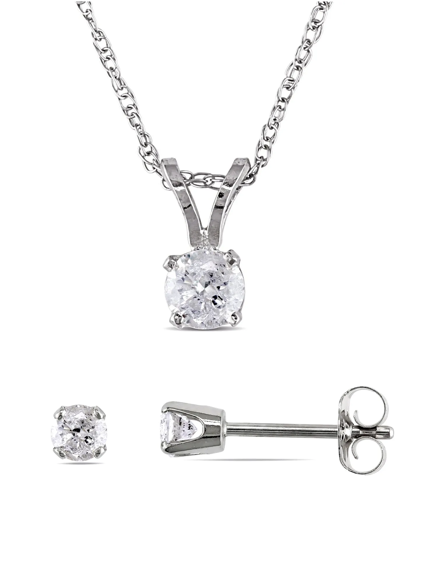 Women's Diamond and White Gold Jewelry Set