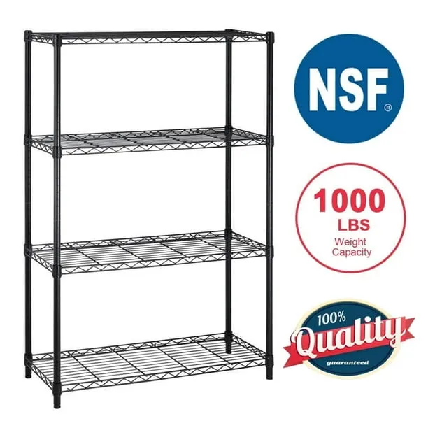 BestOffice 4 Shelf Wire Shelving Unit Garage NSF Wire Shelf Metal Storage Shelves Heavy Duty Height Adjustable