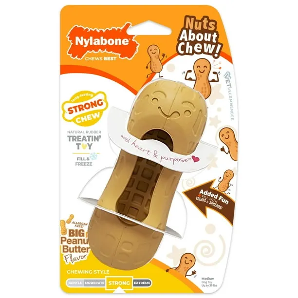 Nylabone Strong Chew Fillable Peanut Dog Treat Toy