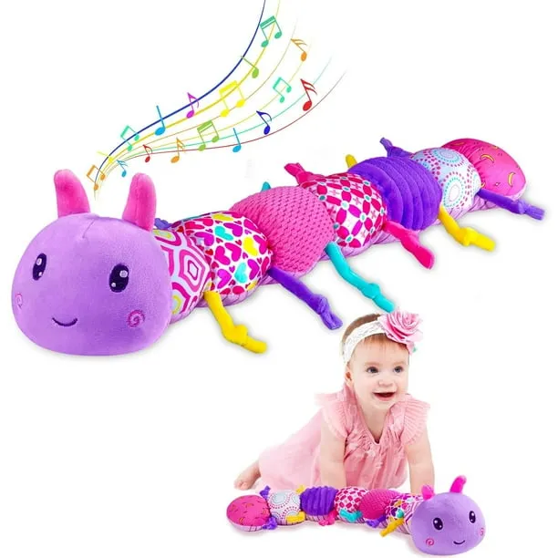 Baby Girl Toys 0-6 Months, Baby Soft Stuffed Animal Toys with Multi Textures,Rattle,Crinkle,Baby Girl Gift, Baby Girl
