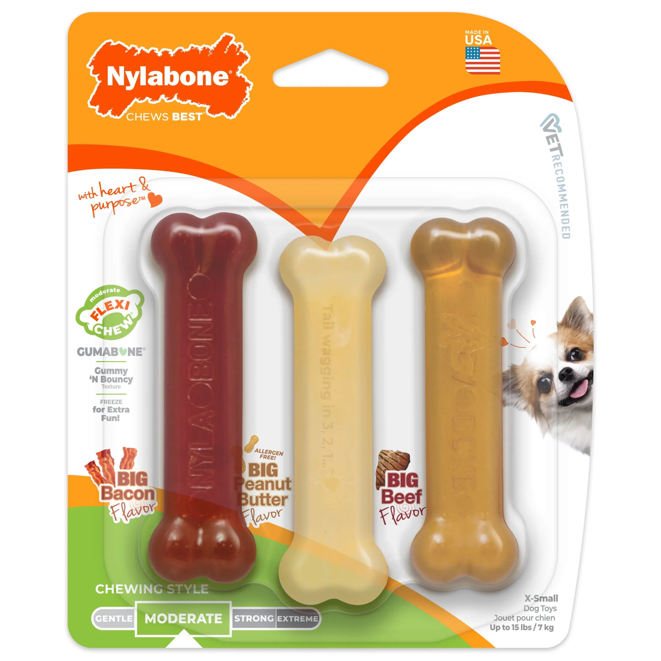 Nylabone Flexi Chew Gumabone Original Bone Dog Toy