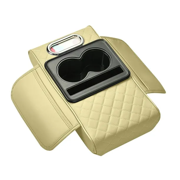 Car Accessories Interior Organizer with Armrest Cushion Cover and 2 Storage Bags for Sedans Features Cup Holder Tissue S
