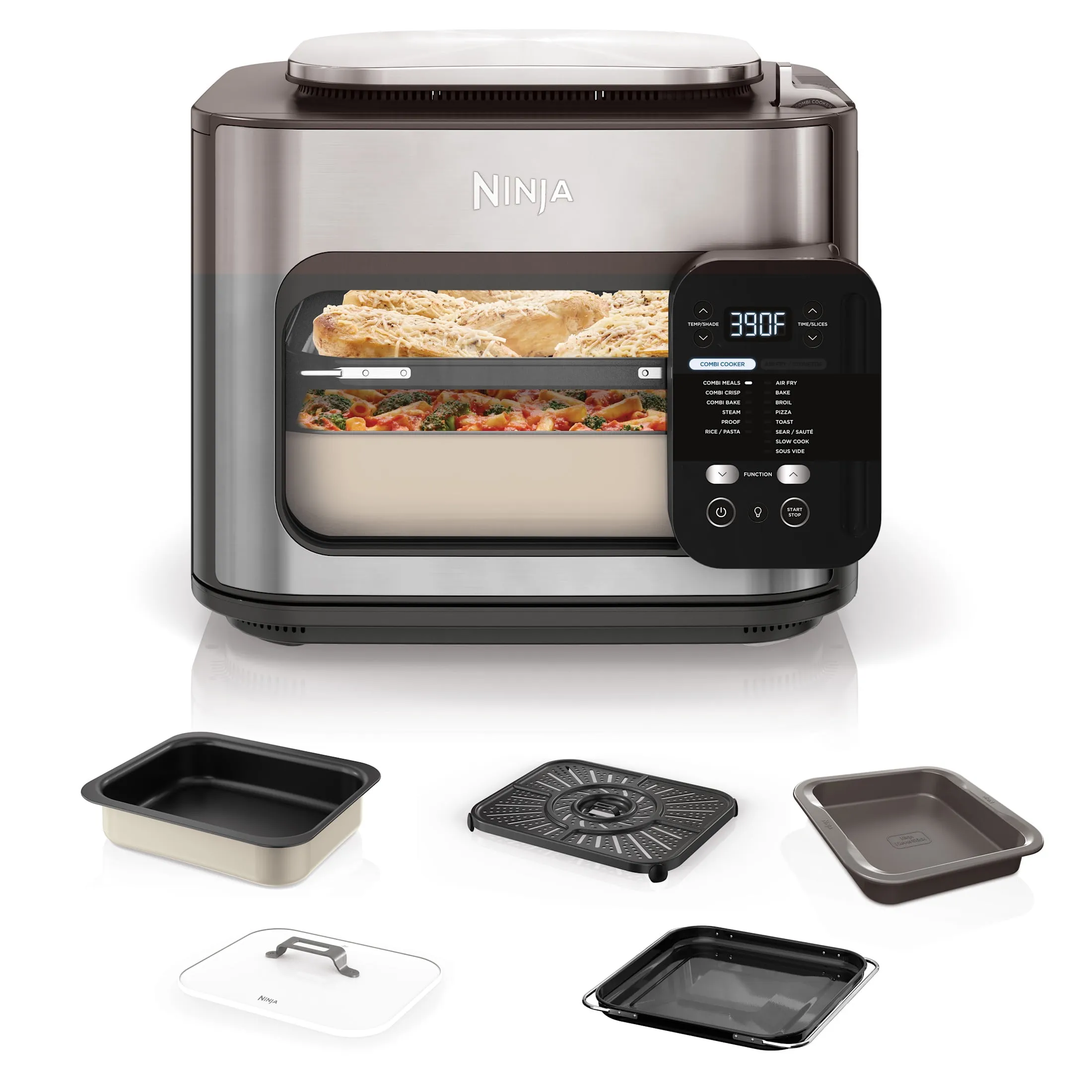 Ninja Combi All-in-One Multi-Cooker, 14-in-1 Functions, Oven, Air Fryer, Bake, Slow Cook, 3 Accessories, Stainless Steel
