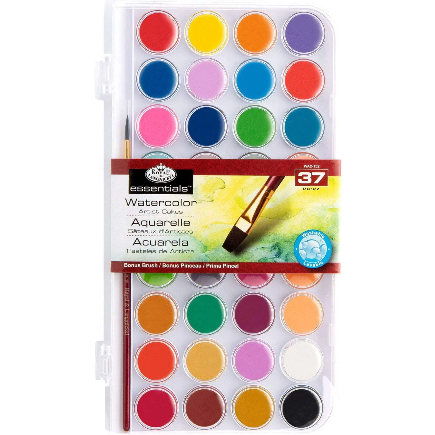 Royal & Langnickel 37-Piece Watercolor Paint Cake Set with Brush Artist Kit