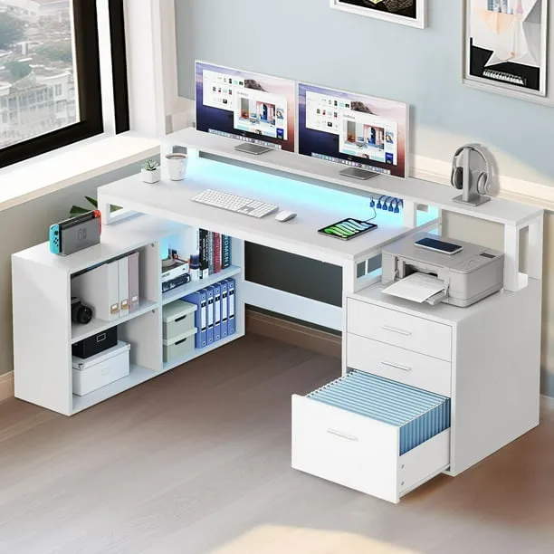 Dextrus 65 L Shaped Desk with Power Outlets and