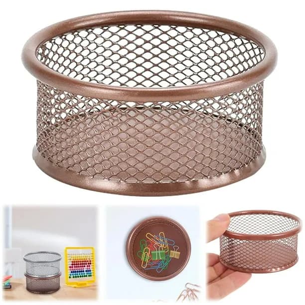 VEFSU Paper Clip Holder, Paper Clip Organizer, 3.5 Inch Diameter Round Mesh Desk Organizer Set of 4, Wire Mesh Clip Hold