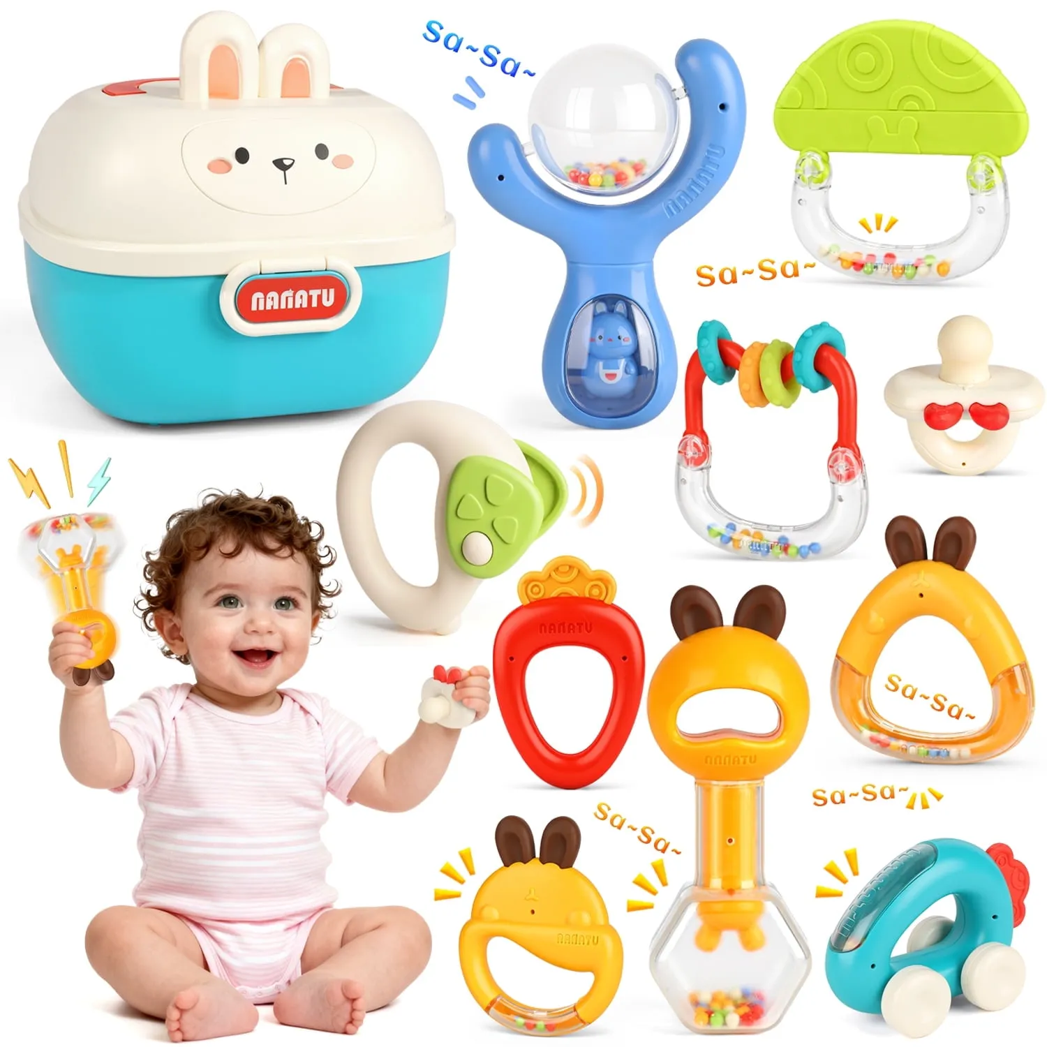 Uusuoo 10PCS Baby Rattles Toys for 0 6 Monthsbaby