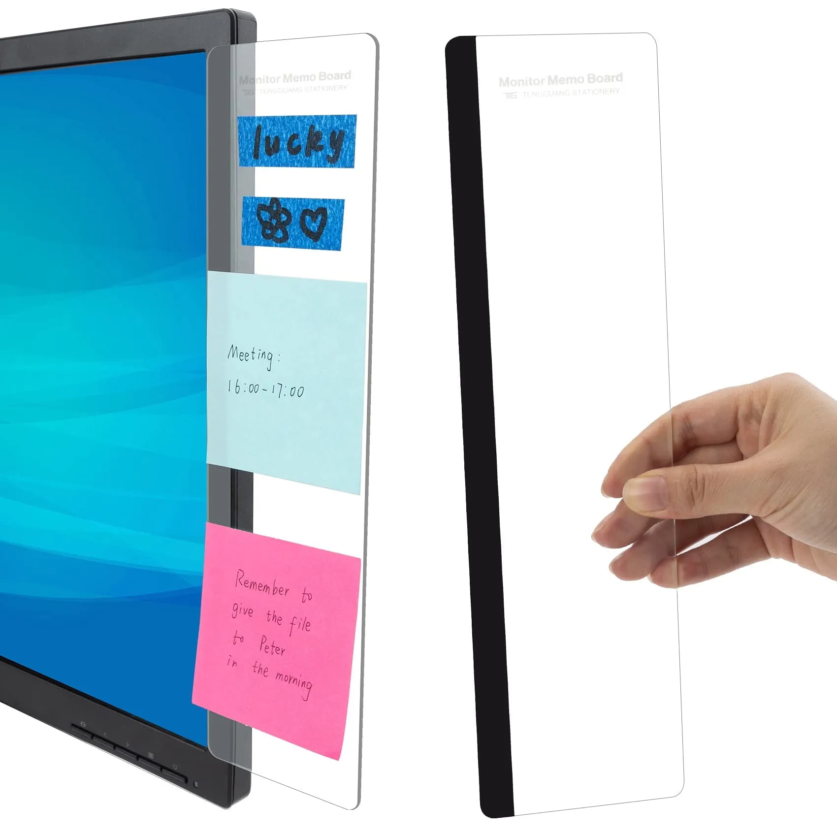 2 Pack Monitor Memo Board Set Sticky Note Holder
