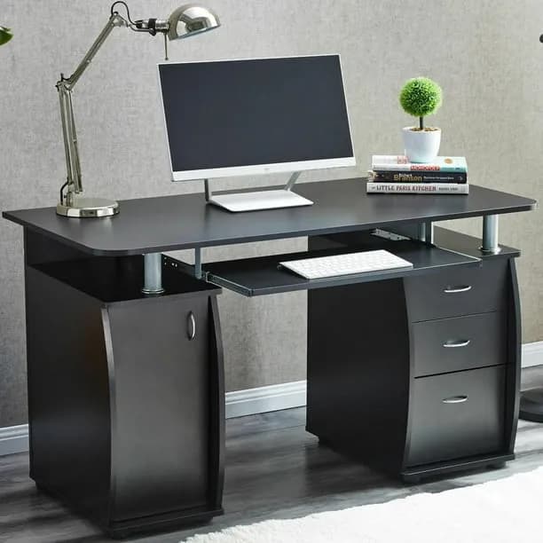 Ktaxon Black 3 Drawers Computer Desk Black Study