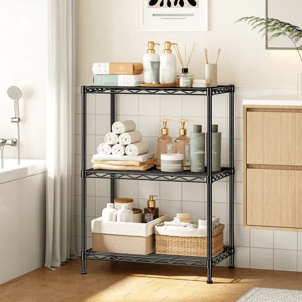 Reibii 3 Tier Metal Storage Shelvesadjustable