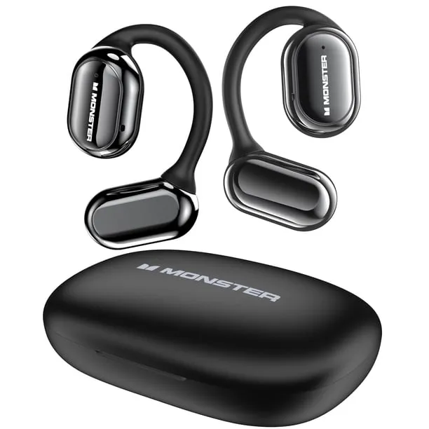 Monster Open Ear Headphones, Bluetooth 5.3 Wireless Headphones with Earhooks, Immersive Stereo Sound by Dual Large Drive