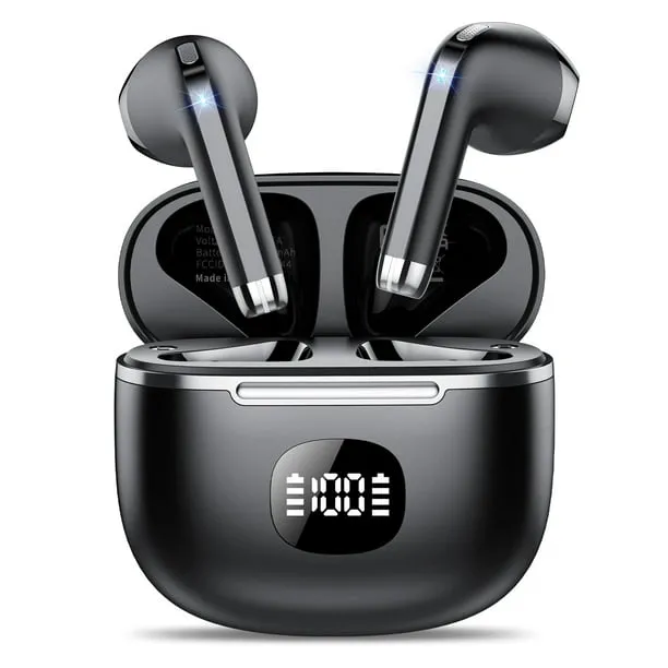 Wireless Earbuds Bluetooth Headphone 60H Deep Bass Loud Sound with 4 Mic Clear Call Ear Buds Noise Cancelling IP7 in-Ear