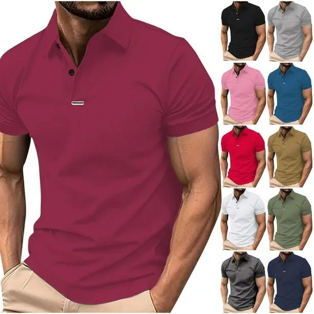 Mens Collared Short Sleeve Shirts Solid Color Casual Fashion Summer Tops for Men Daily Wear Dates and Weekend Gatherings