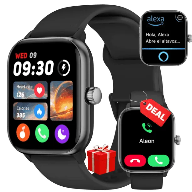 Smart Watch for Men 1.85" AMOLED Touchscreen Bluetooth Call Voice Control 110+ Sport Modes IP68 Waterproof Fitness Track