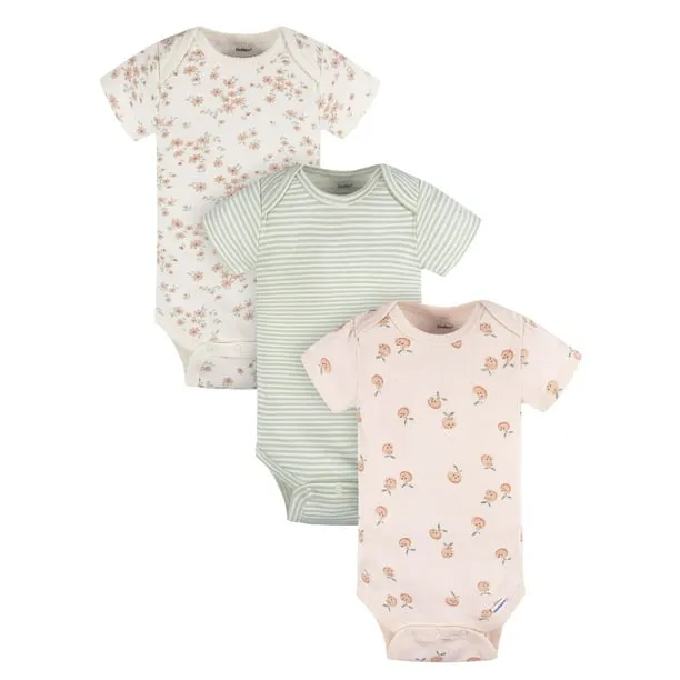 Baby Girl Casual Short Sleeve Bodysuits, 3-Pack, Sizes Preemie - 12 Months