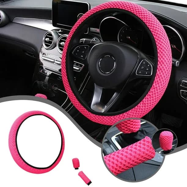 CxhicLuv Car Steering Wheel Cover, Auto Steering Wheel Sheath, Microfiber Ice Silk All-Season Use, Car Interior Comfort