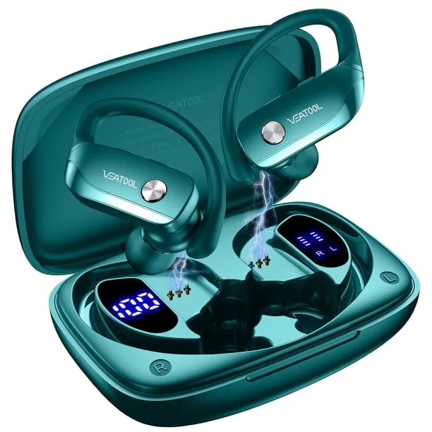 VEAT00L Wireless Earbuds Bluetooth Headphone Sport, Bluetooth 5.4 Earbud, 72Hrs Earphone with Earhook, Noise Cancelling