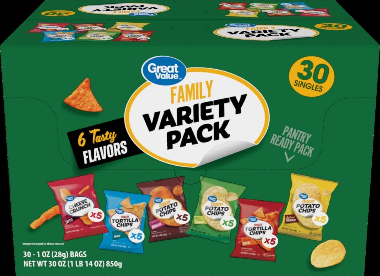 Great Value Family Variety Chips Pack 30 Count 1