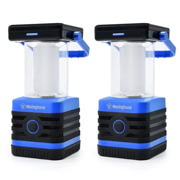 Westinghouse Solar Rechargeable LED Portable Lantern, 1000 Lumen Camping Lanterns 2 Packs