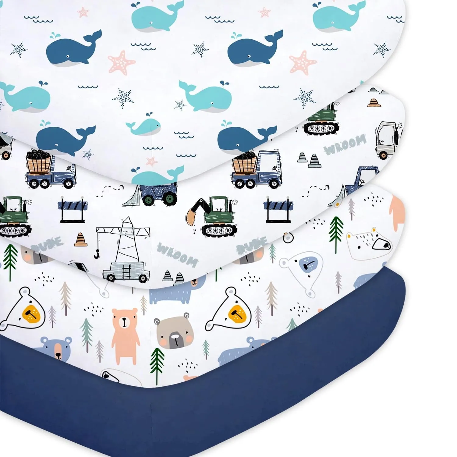 Little Grape Land Crib Sheets for Baby Boys 4 Pack